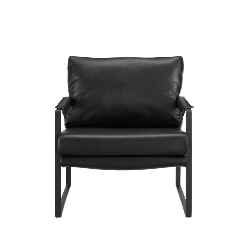 Faux Leather and Metal Arm Chair 27" - Black