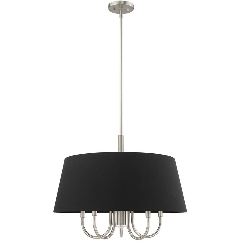 22'' Six-Light Dimmable Chandelier With Shades - Nickel