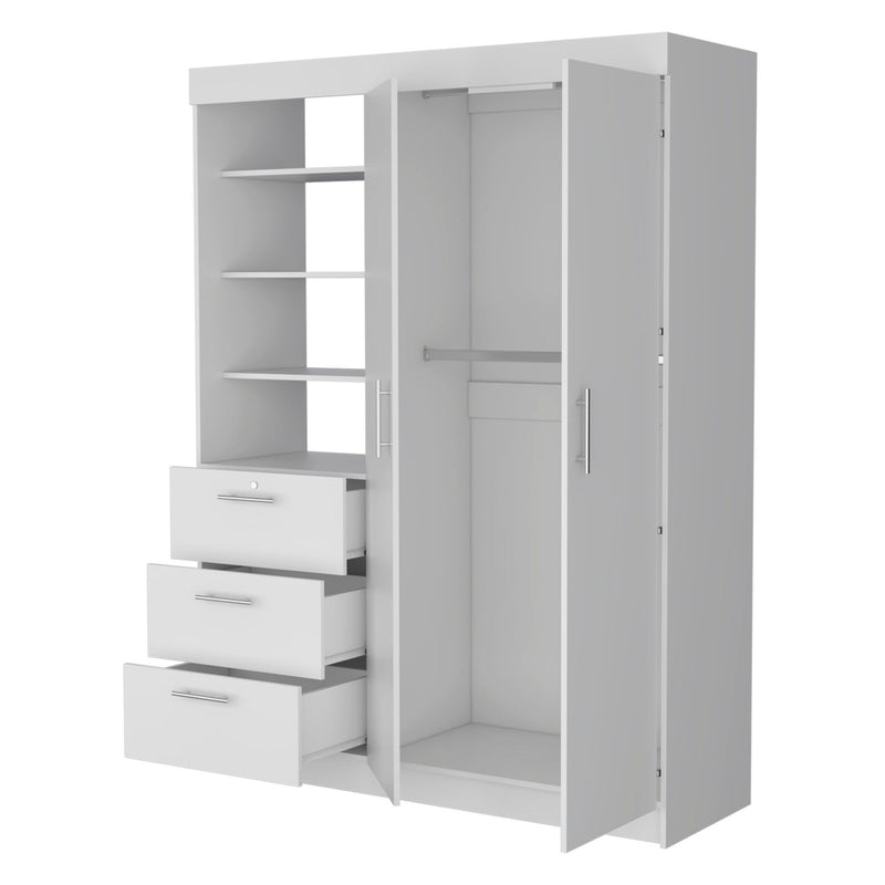 Accent Cabinet Soft Close With Three Shelves And Three Drawers - White