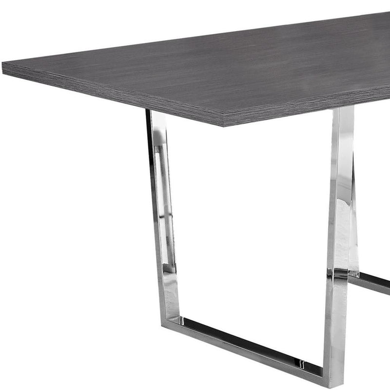 59" Metal Sled Base Dining Table - Gray / Silver