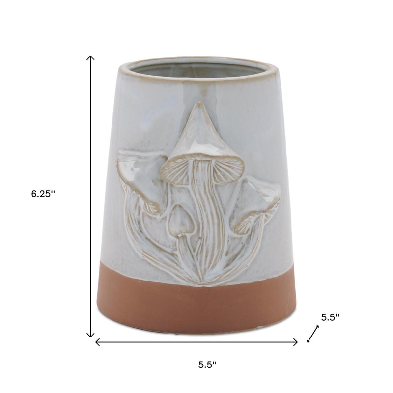 Porcelain Two Toned Round Pot Planters (Set of 2) - Brown / Gray