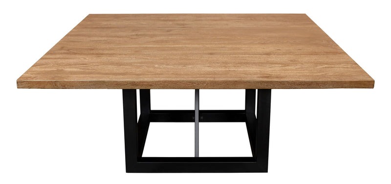 72" Solid Wood Iron Square Dining Table - Natural / Black