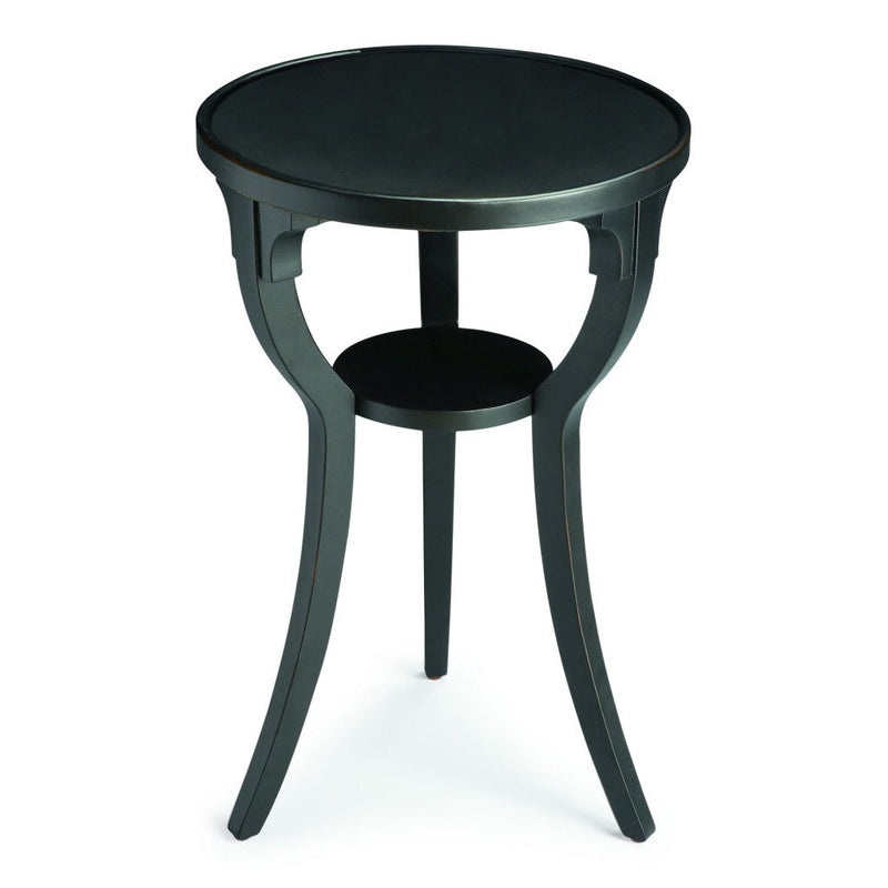 Manufactured Wood Round End Table With Shelf - Black