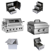 Load image into Gallery viewer, Built-In Outdoor Kitchen LPG Gas Grill 60000 Btu, Drop-In Ice Box With BBQ Tool Set - Silver
