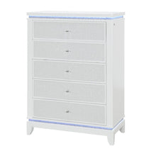 Load image into Gallery viewer, 36" Faux Crystal Glitter Wood Lighted Five Drawer Dresser - White
