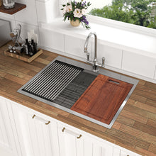 Load image into Gallery viewer, Topmount Stainless Steel Kitchen Sink With Workstation Ledge And Accessories
