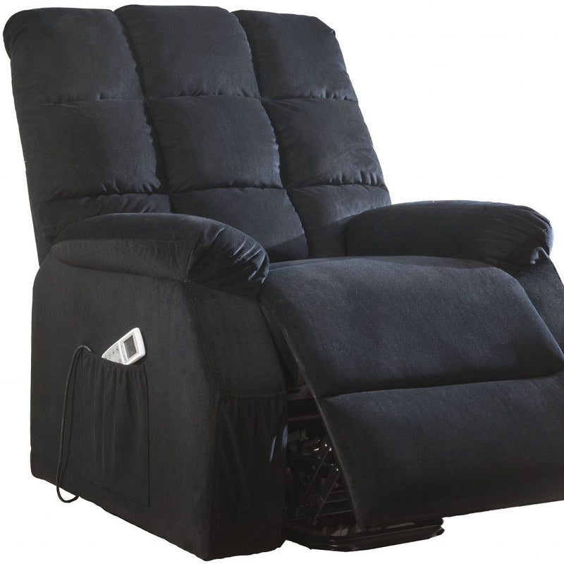 Velvet Heated Massage Lift Assist Power Recliner - Black