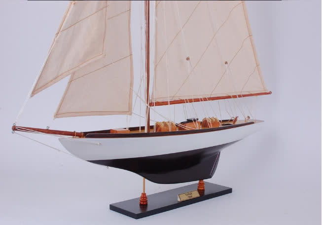 Hand Painted Model Boat (624672) - Dark Brown / Beige