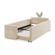 Load image into Gallery viewer, Cute Rabbit Ear Upholstered Platform Bed Frame With Safety Rail

