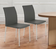 Load image into Gallery viewer, Leather Dining Side Chairs (Set of 2) - Gray
