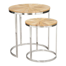 Load image into Gallery viewer, Solid Wood And Iron Round Frame Nested Tables (Set of 2) - Natural
