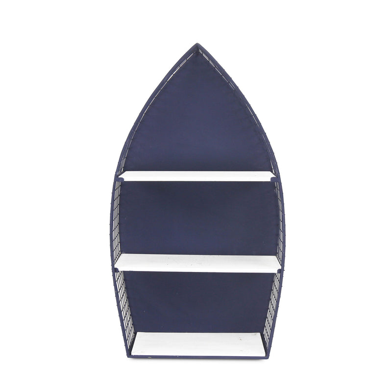 Boat Shaped Bookcase (489054) - Navy Blue / White