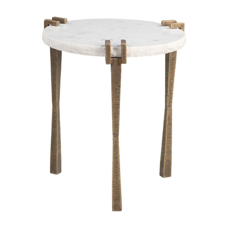 22" Iron Pedestal End Table - White