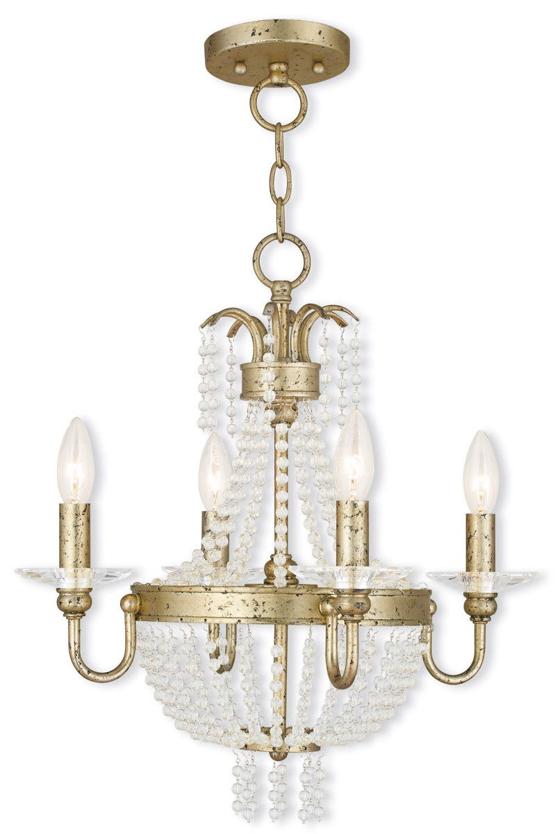 20" Four Light Dimmable Chandelier With Shades - Gold