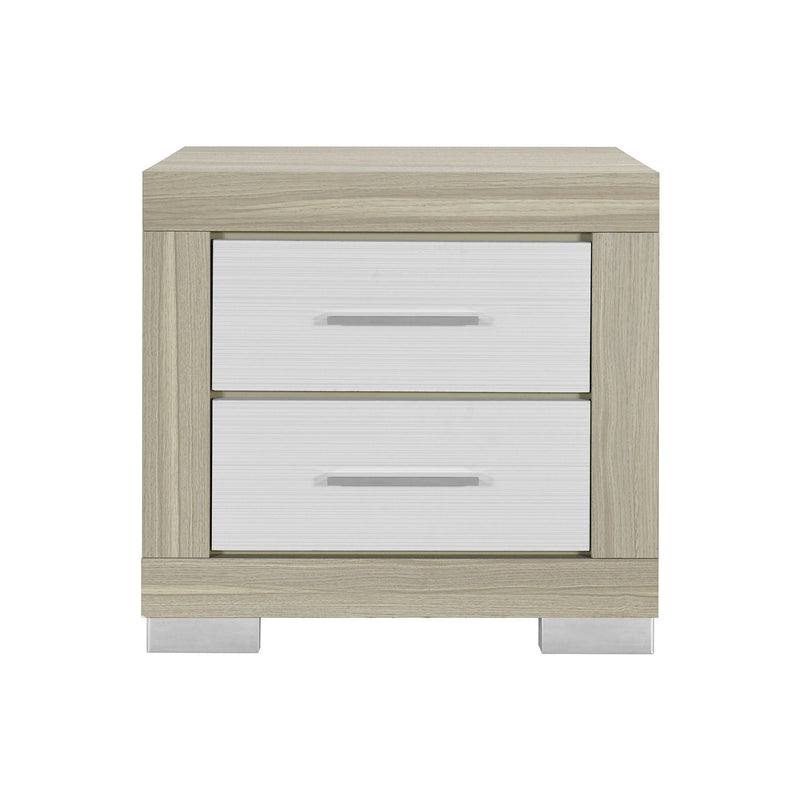 23" Wood Square Two Drawer Nightstand - Natural And White