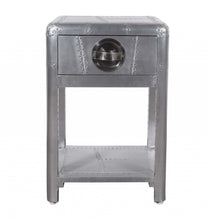Load image into Gallery viewer, Aluminum Square End Table With Drawer And Shelf - Silver
