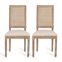 Load image into Gallery viewer, French Country Dining Chair With Rectangular Cane Backrest And Smooth Upholstered Seating
