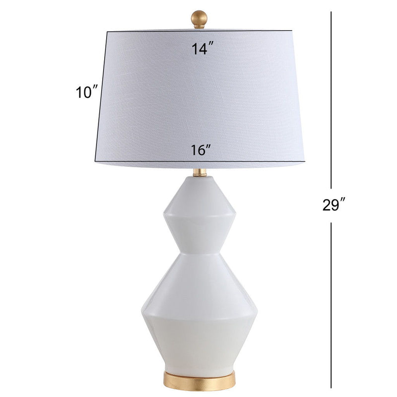 Novelty Bedside Lamp With Drum Shade - White / Gold