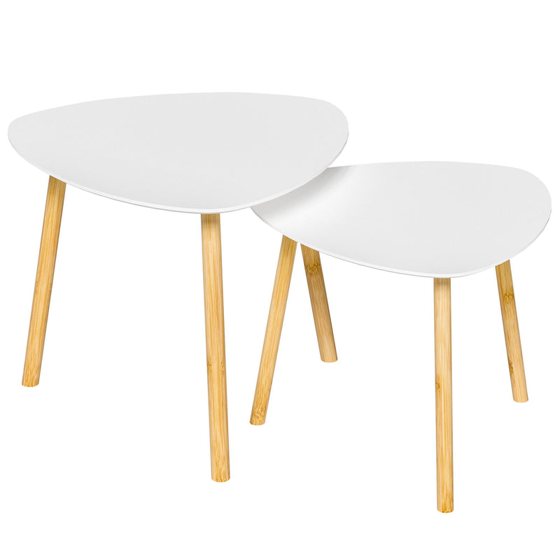 Solid Wood Triangle Nested Coffee Tables (Set of 2) - White
