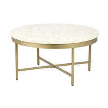 Load image into Gallery viewer, 18" Wood And Steel Round Coffee Table - Ivory And Gold
