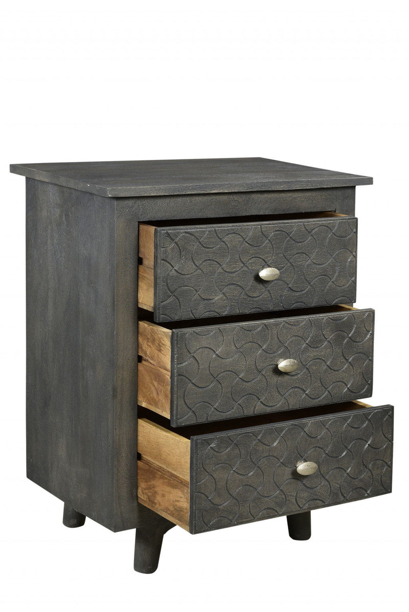 30" Three Drawer Nightstand - Gray