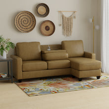 Load image into Gallery viewer, 2 Piece Sofa With Chaise, Comfortable Seating For 3, Tapered Feet, USB Charging Console - Brown
