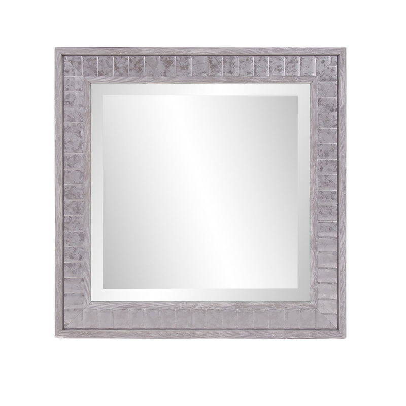 Warm Faux Square Mirror - Gray