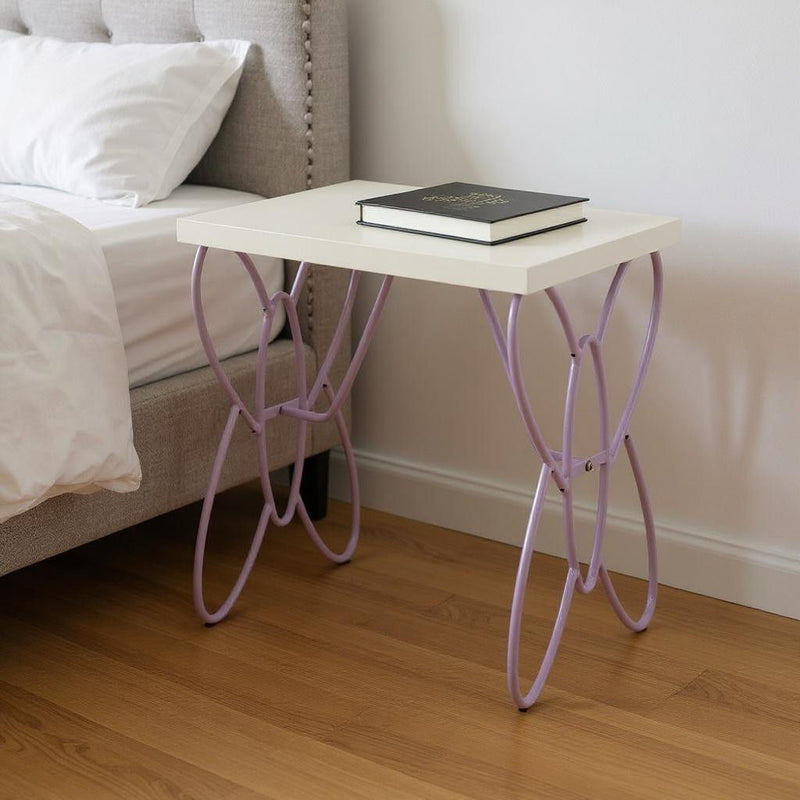 22" Steel And Wood Nightstand - Lilac