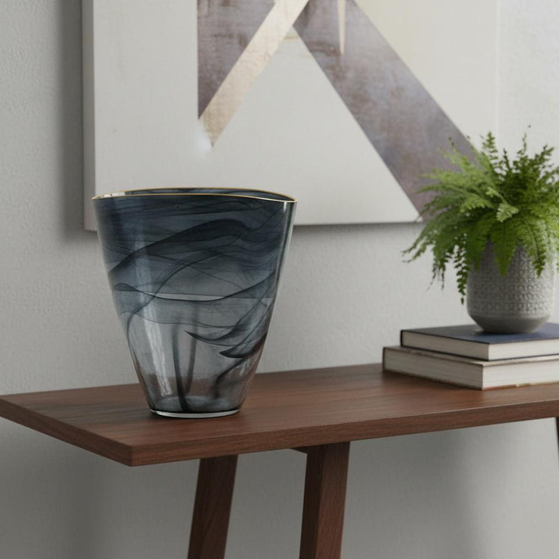 Abstract Swirl Art Table Vase - Charcoal