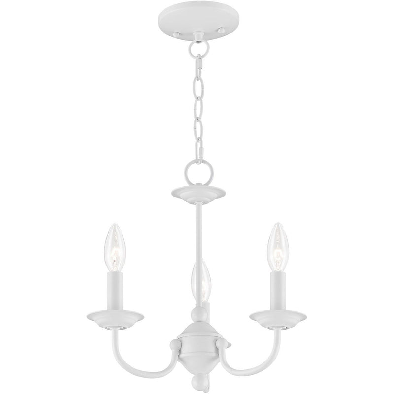 14" Three Light Dimmable Chandelier With Shades - White