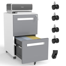 Load image into Gallery viewer, 2-Drawer Mobile File Cabinet With Lock,On 360° Wheels, Holds A4/Letter/Legal Files - White
