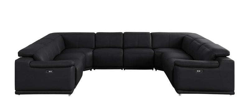 Leather Modular U Shaped Eight Piece Corner Sectional - Black