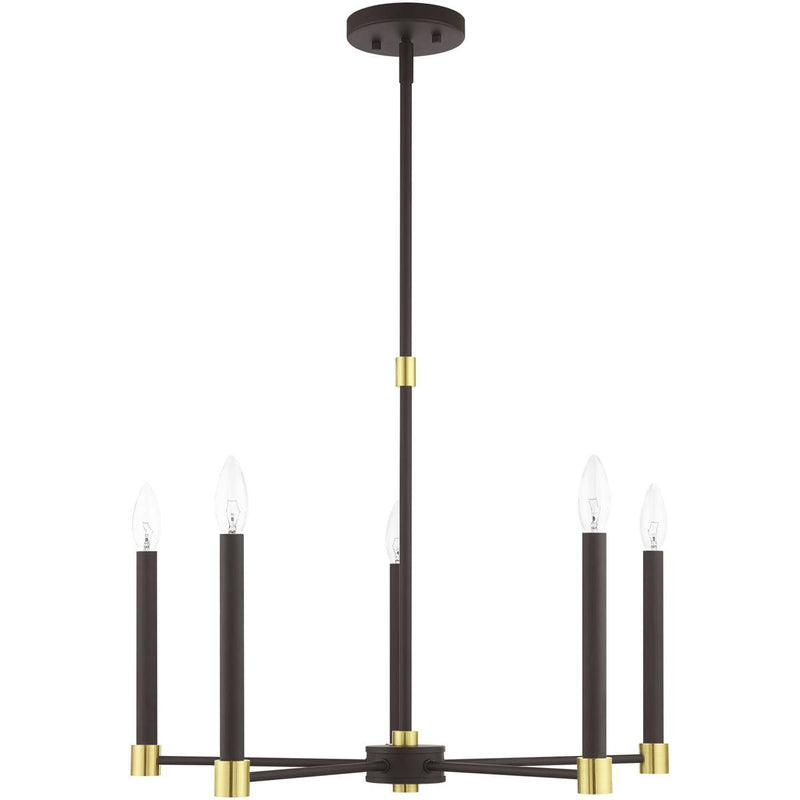 20'' Five-Light Dimmable Chandelier With Shades - Bronze