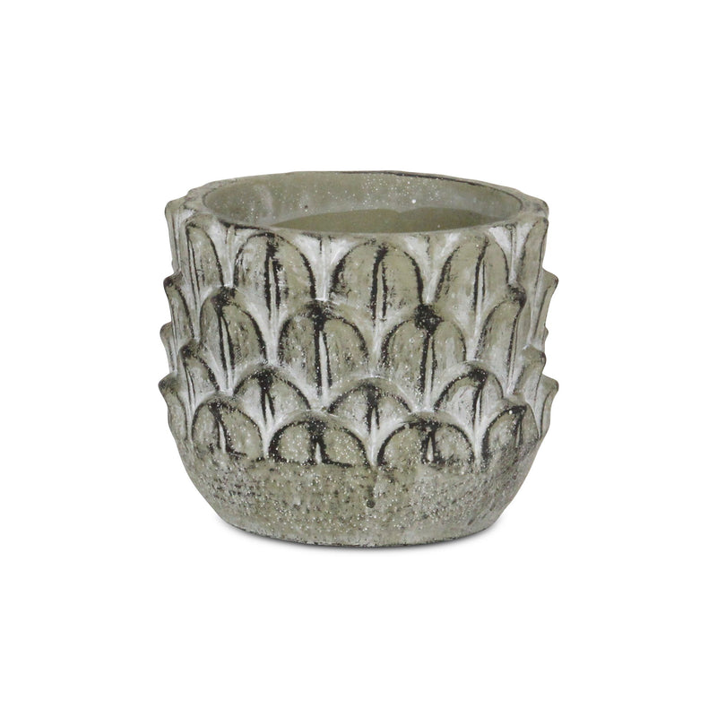 Leaf Round Pot Planter - Black / Gray