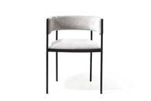 Load image into Gallery viewer, Fabric Steel Open Back Dining Arm Chairs (Set of 2) - Light Gray / Black
