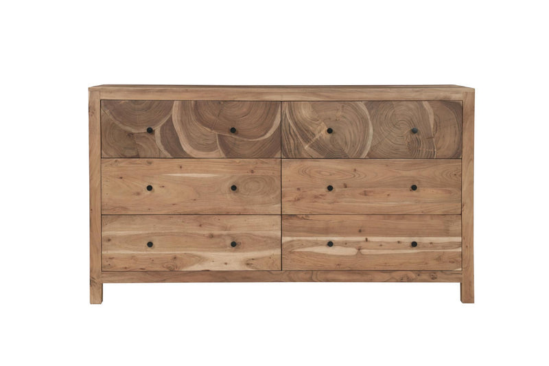 Live Edge Six Drawer Dresser - Brown