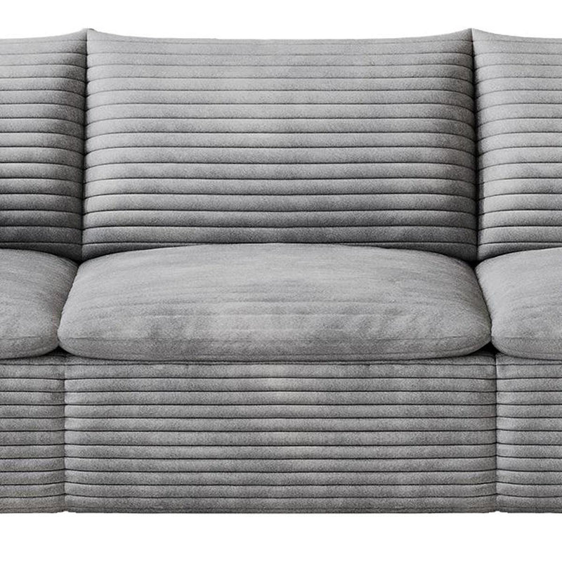Corduroy Modular Sofa With Toss Pillows - Gray