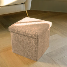 Load image into Gallery viewer, 12" Boucle Cube Storage Ottoman - Taupe
