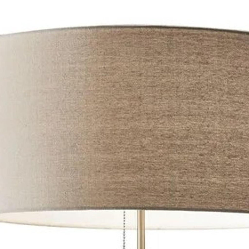 Traditional Shaped Floor Lamp With Drum Shade - Brown