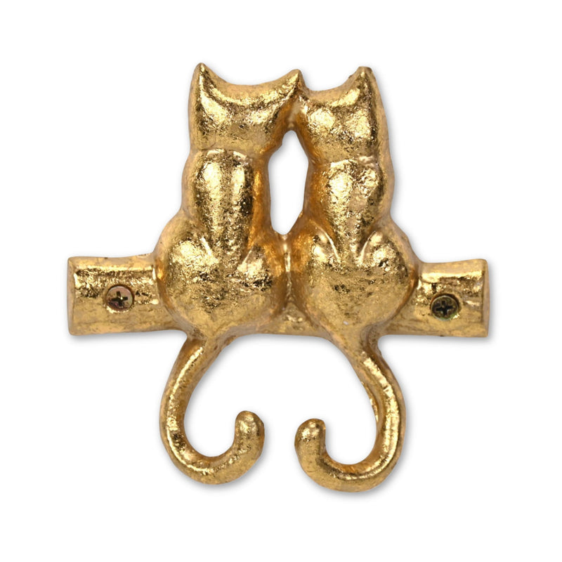 Two Hook 5" Cast Iron Wall Hooks - Gold