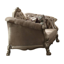 Load image into Gallery viewer, Velvet Sofa And Toss Pillows With Gold Legs - Bone
