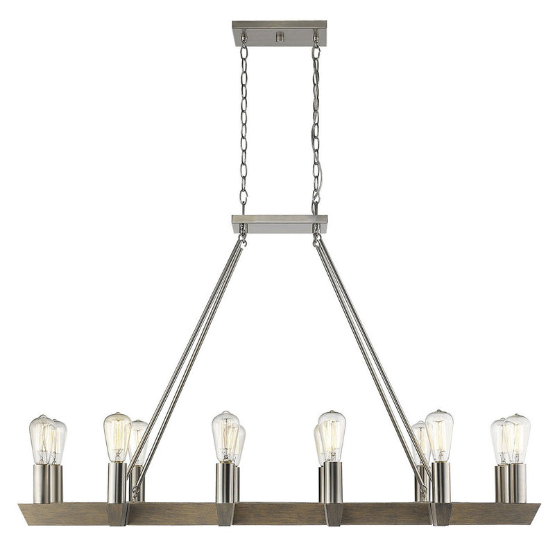 Kitchen Island Twelve Light Metal Dimmable Chandelier - Silver