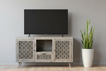 Load image into Gallery viewer, Solid Wood Distressed Console Table With Shelves And Drawers - Gray
