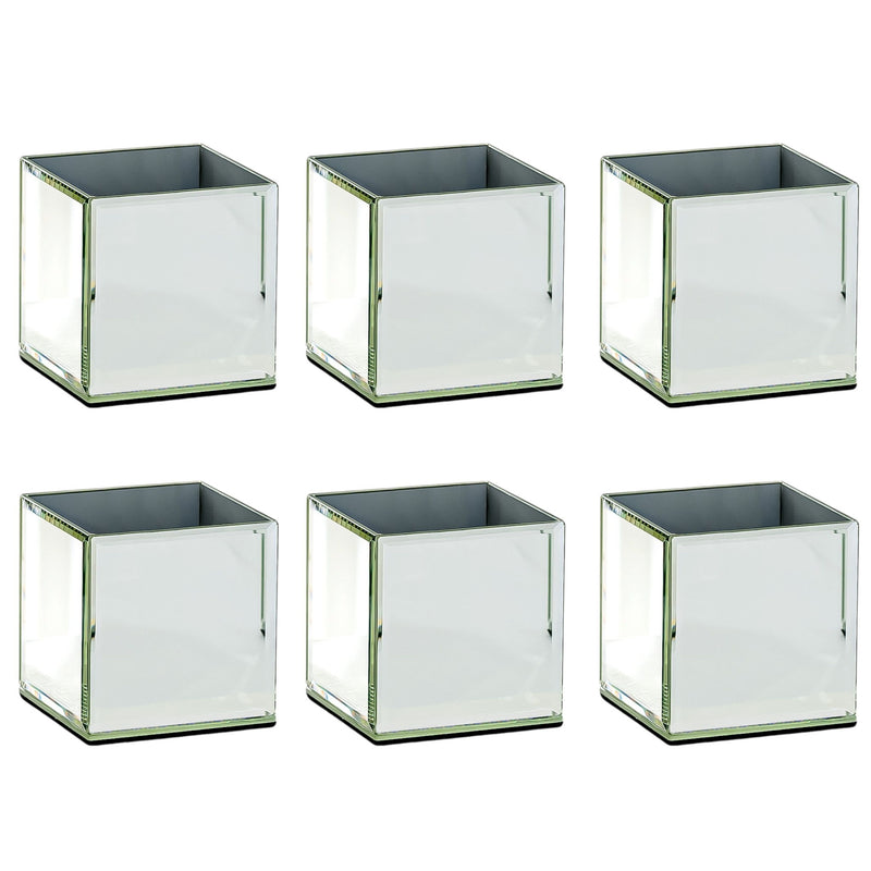 Mirrored Square Table Vases (Set of 6) - Silver