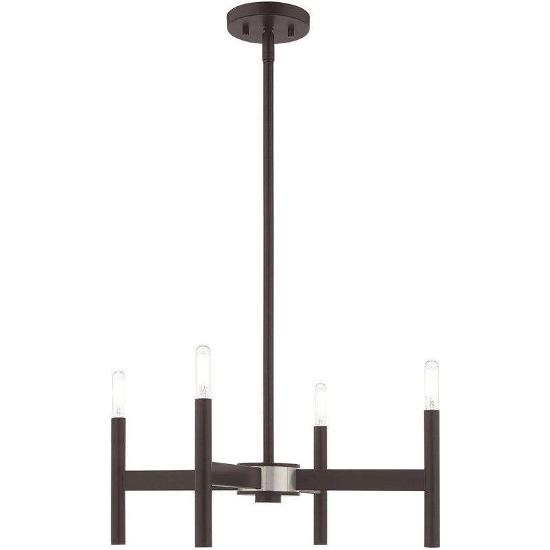 20" Four Light Dimmable Chandelier With Shades - Bronze
