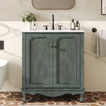 Load image into Gallery viewer, Vintage Bathroom Vanity With Ceramic Sink, Adjustable Shelves

