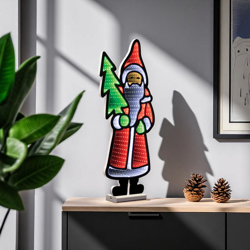 Christmas Santa Tabletop Sign With LED (633785) - Red / White / Green