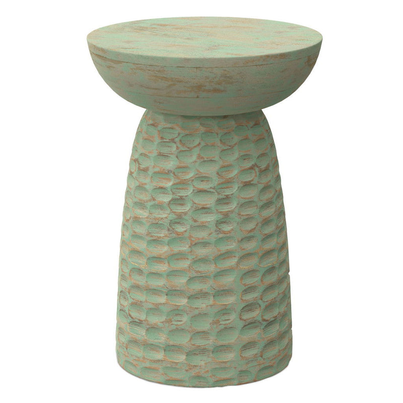 Solid Wood Round End Table - Gray