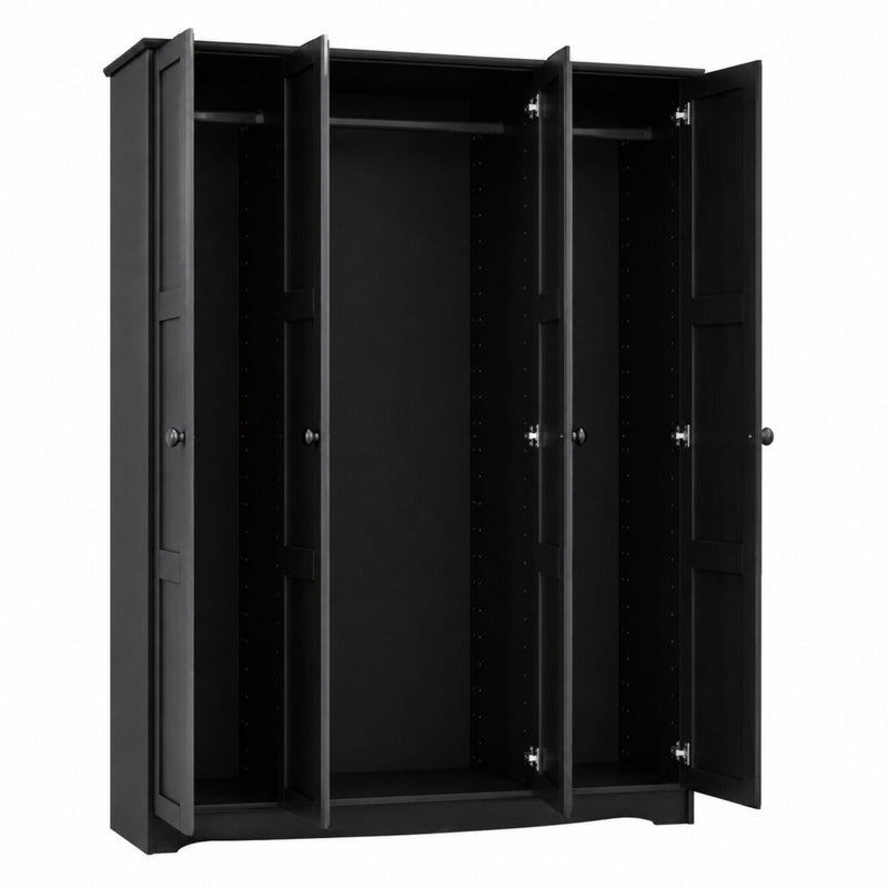 Solid Wood Four Door Combo Dresser (765062) - Black