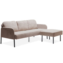 Load image into Gallery viewer, Modern L Shaped 3 Seater Sofa With Ottoman, Upholstered Couch For Small Spaces
